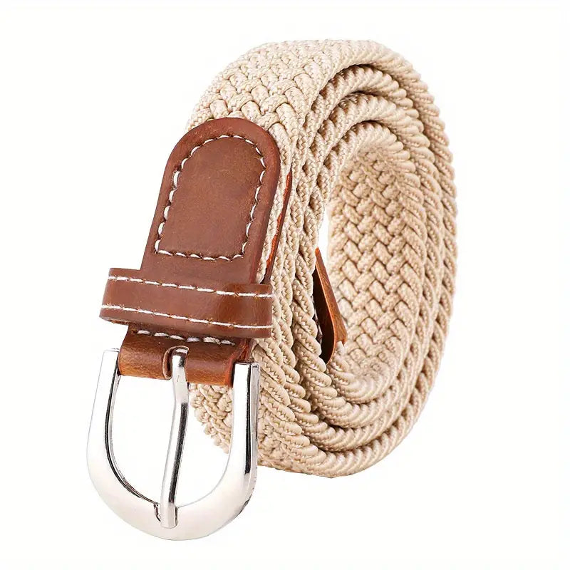 Trendy Canvas Woven Leather Belt Set