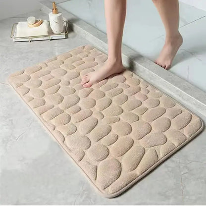 3D Cobblestone Embossed Bathroom Mat: Non-Slip, Absorbent & Quick-Drying Floor Carpet