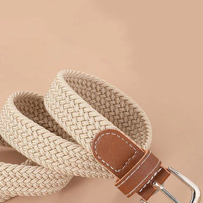 Trendy Canvas Woven Leather Belt Set