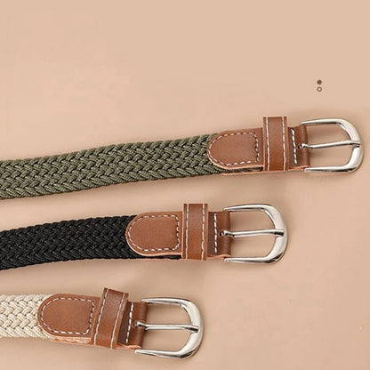 Trendy Canvas Woven Leather Belt Set