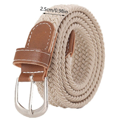 Trendy Canvas Woven Leather Belt Set