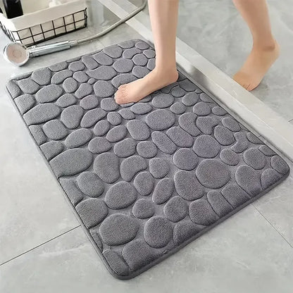 3D Cobblestone Embossed Bathroom Mat: Non-Slip, Absorbent & Quick-Drying Floor Carpet