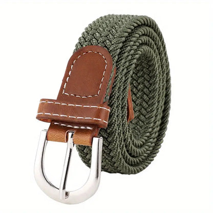 Trendy Canvas Woven Leather Belt Set