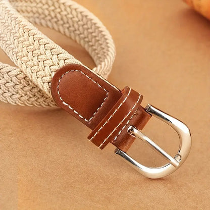 Trendy Canvas Woven Leather Belt Set